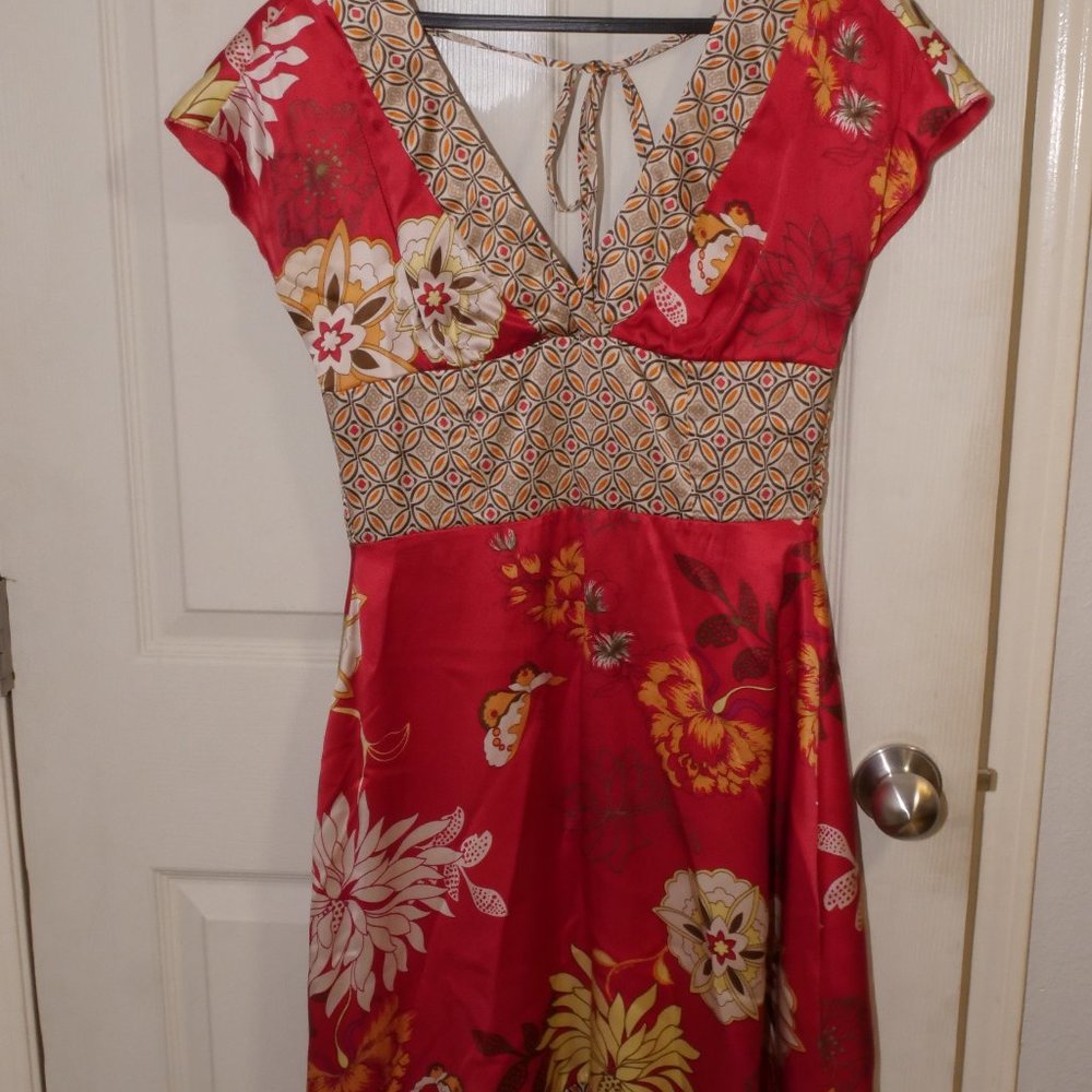 BEBE | 100% Silk Asian Inspired Geisha Red Dress
